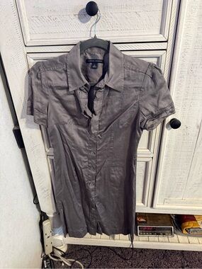 Banana Republic Charcoal Short-Sleeve Button-Down Shirt